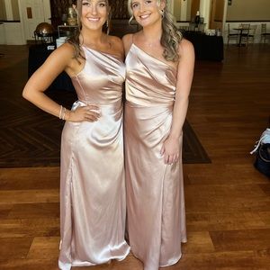 Champagne David’s bridal bridesmaids dress